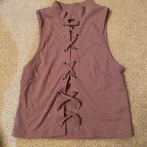 Purple lace up crop top!